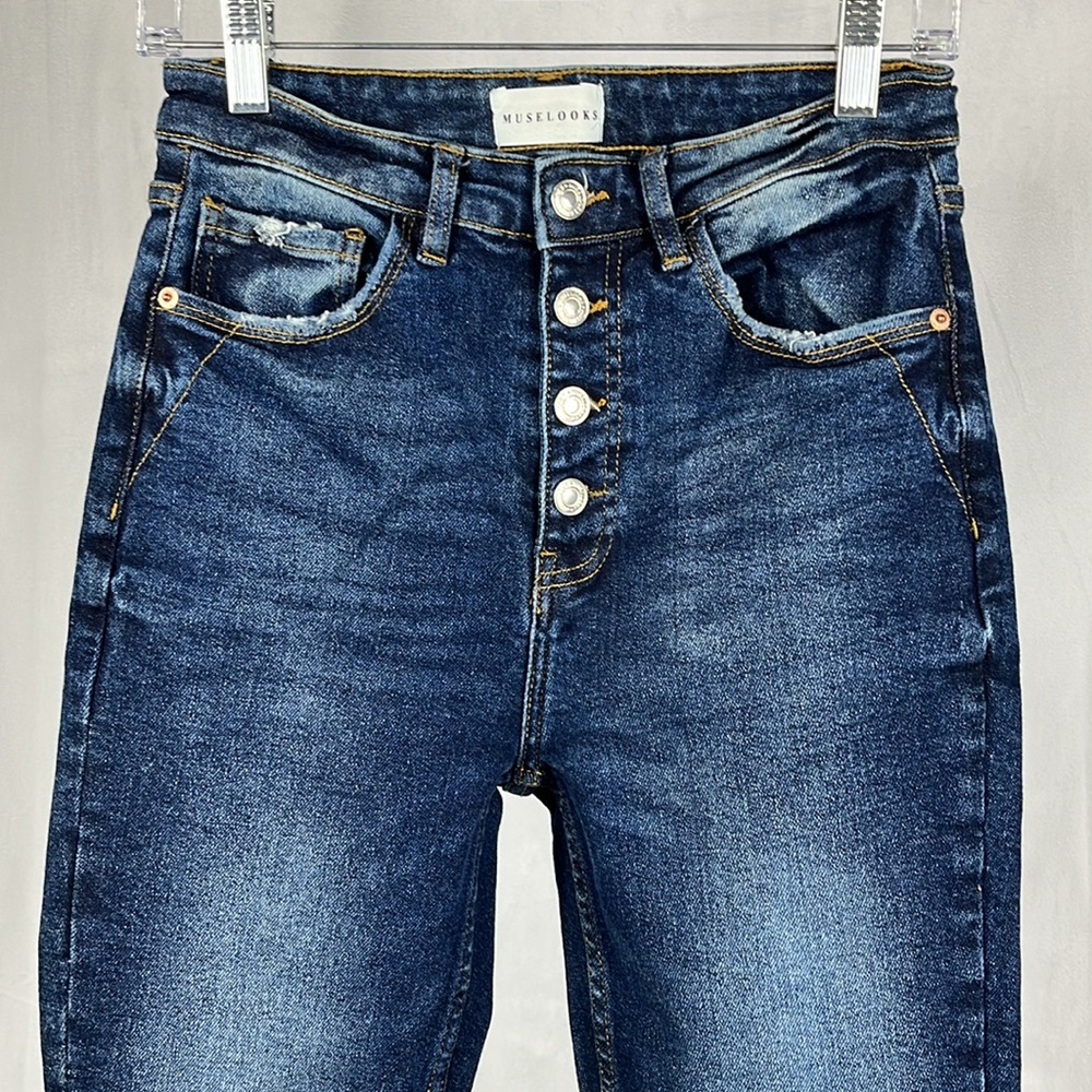 Muselooks High Rise Button Fly Skinny Jeans. - Picture 7 of 11